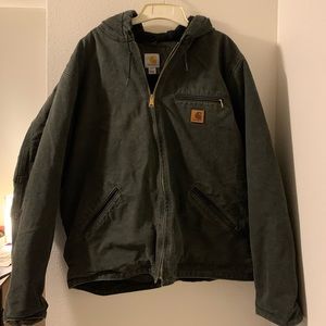 RELAXED FIT WASHED DUCK FLEECE LINED JACKET